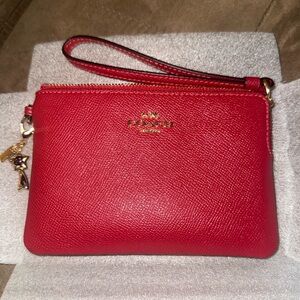 Coach Dark Pink Leather Wristlet - Never Used!